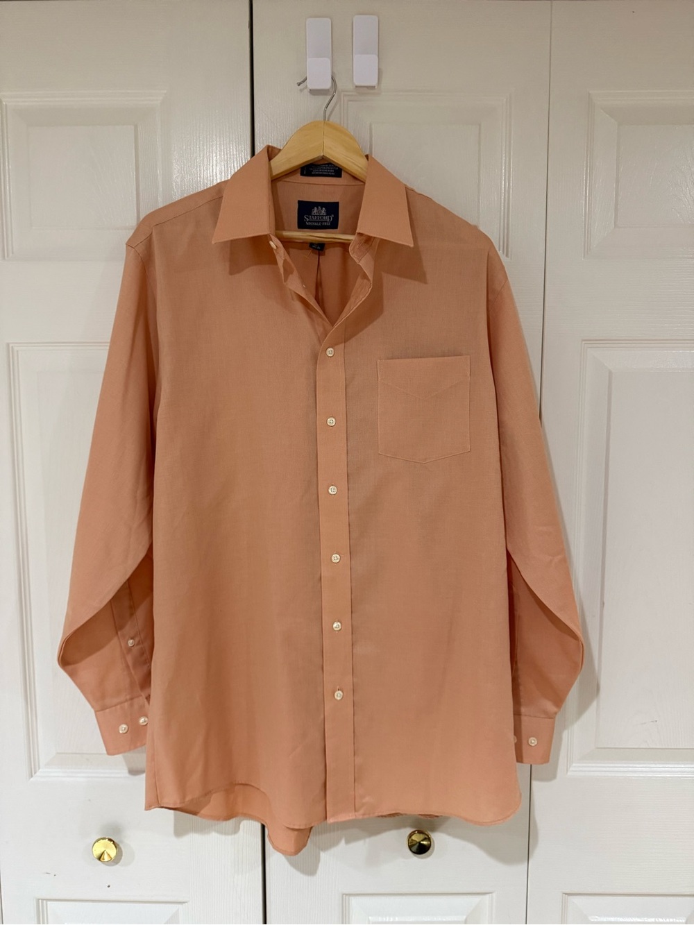 Stafford Wrinkle-Free Peach Dress Shirt